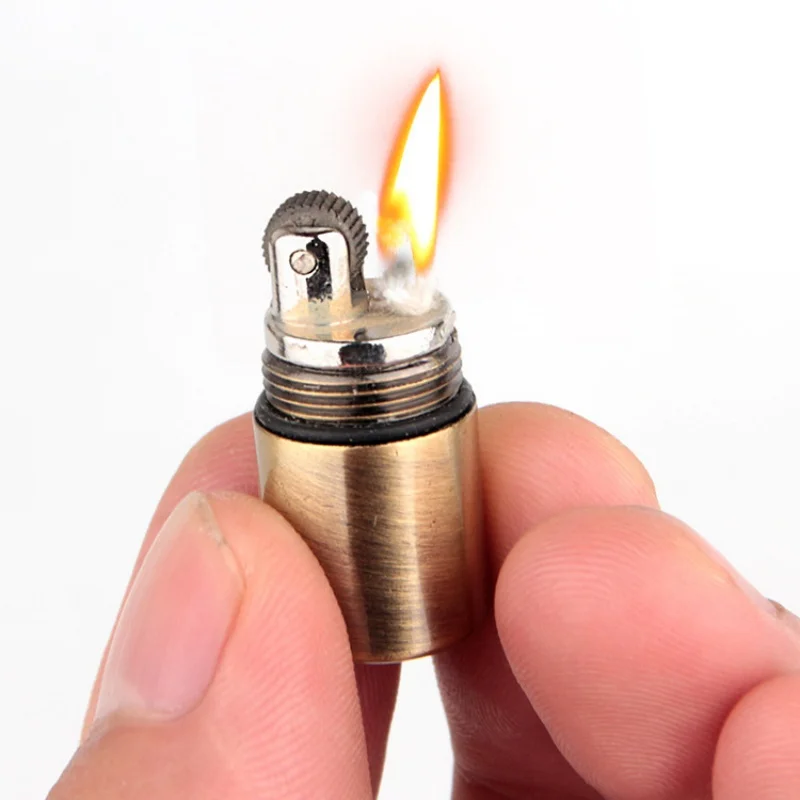 

Outdoor Kerosene Lighter Tool Mini Compact Start Capsule Kerosene Inflatable Key Chain Lighter Grinding Wheel