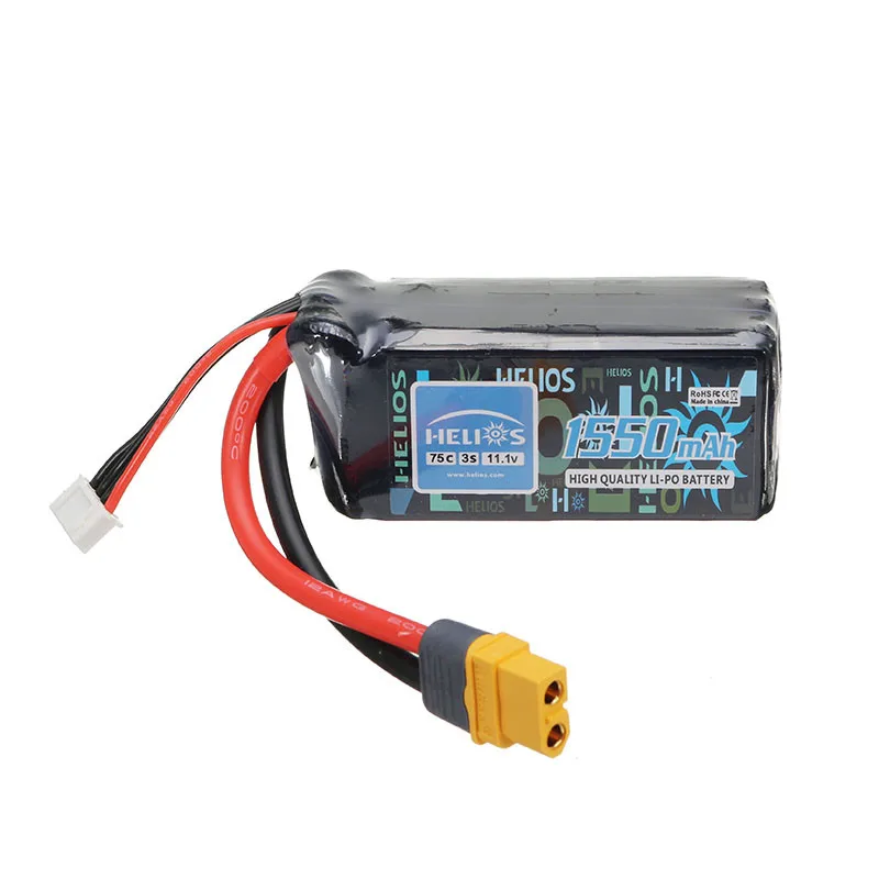 

Helios 11.1V 1550mAh 3S 75C Rechargeable Lipo Battery XT60 Plug For for FPV RC Drone