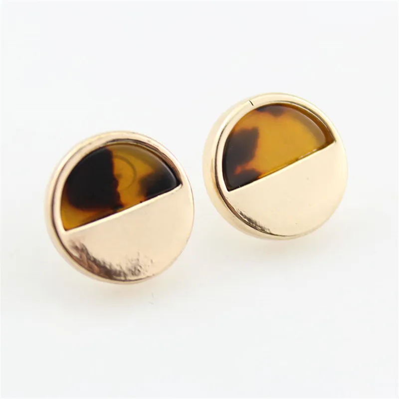 

Korean Style Half Circle Stud Earring Party Light Gold Color Resin Ear Studs Geometric Earrings for Women Accessories Jewellery