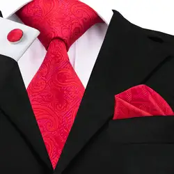 SN-293 Новое поступление красный, с узором турецких "огурцов" и галстук, носовой платок, Запонки Наборы Высокое качество Jacquared Тканые Для