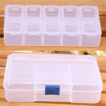 

5/10 Grids Jewelry Beads Pills DIY Nail Art Tips Storage Box Case Cosmetic Makeup Container TB Sale