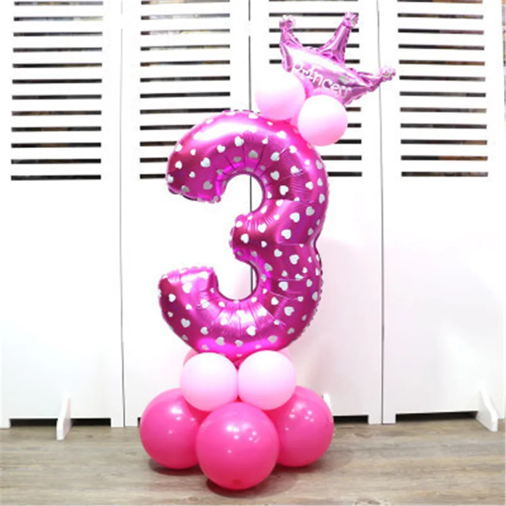 40 дюймов с днем рождения Количество воздушных шаров 18 шт. воздушный шар из фольги Детские День рождения поставки воздушные шары для детей с украшением в виде короны Baby Shower Декор - Цвет: Girl 3