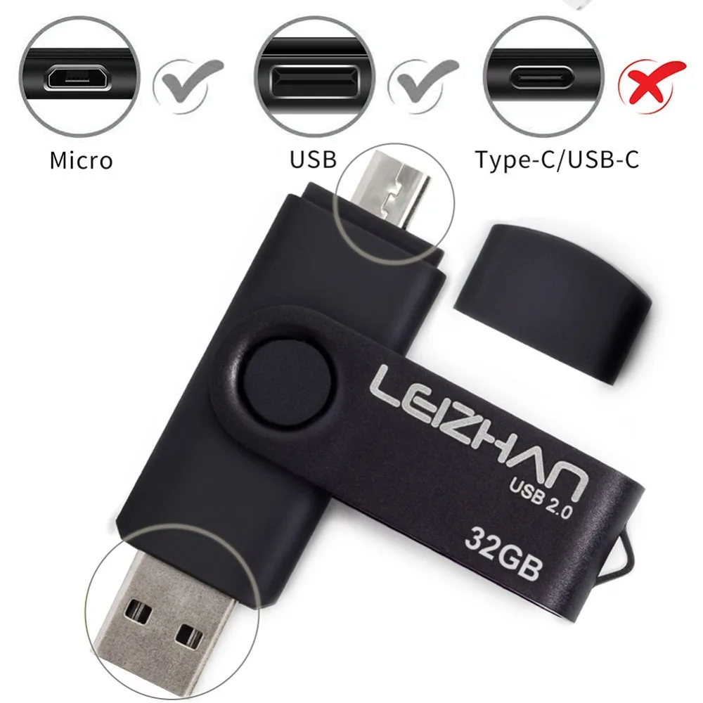 LEIZHAN 128 Гб OTG USB флеш накопитель 64 ГБ Micro Pendrive 32 16 8 4 карта памяти компьютер