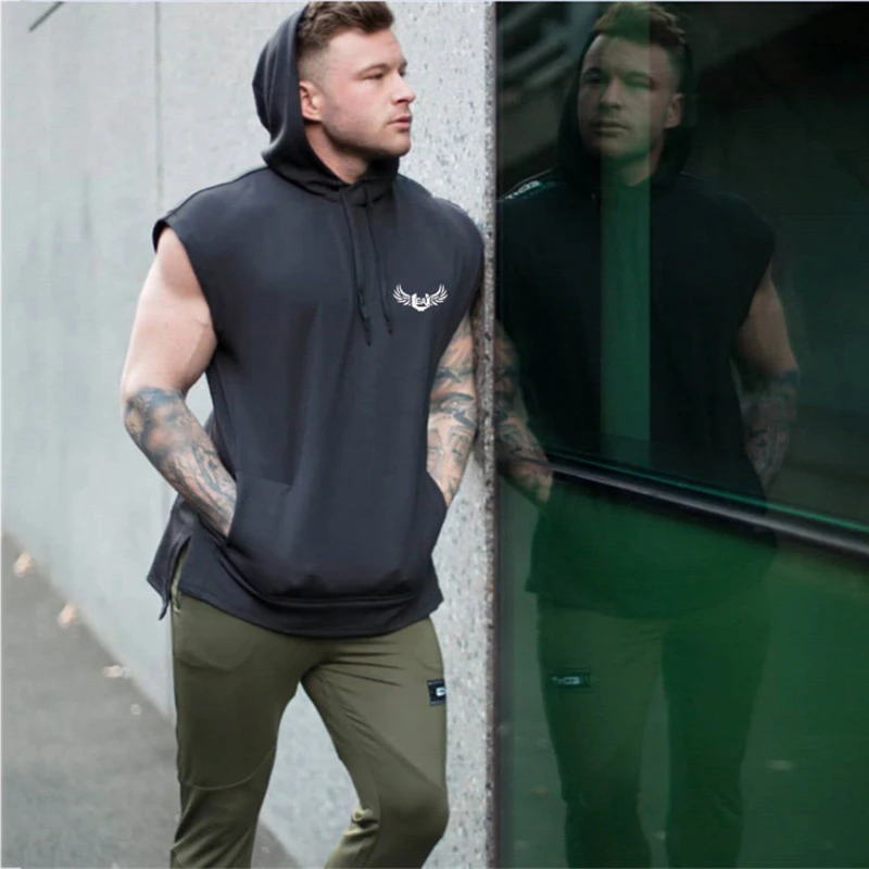 Fitness Men Gyms Hoodies Sweatshirt tank top (8)
