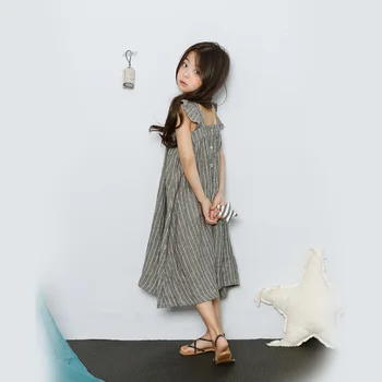 

Brand New 2020 Girls Dress Casual Kids Stripe Dress Loose Toddler Maxi Long Dress Flying Sleeve Toddler Teenager Clothes,#3959