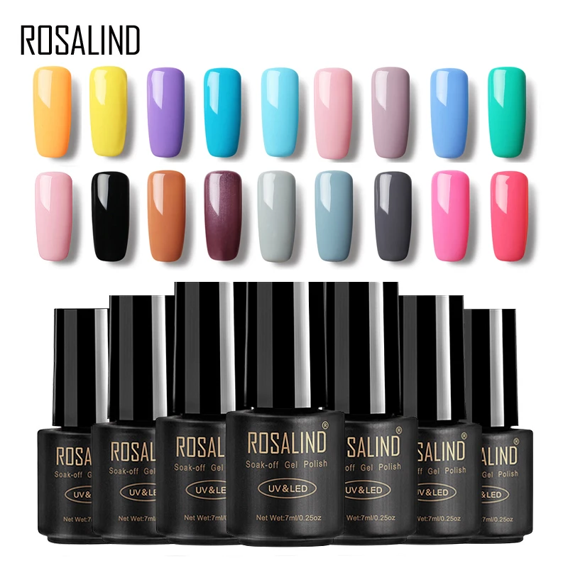 

ROSALIND Gel 1 Nail Gel Polish Pure Colors UV Gel Nail Polish Lacquer Nail Art Varnis Semi Permanent Manicure nails Varnish