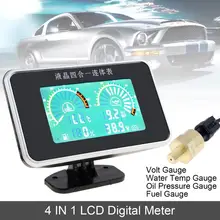 12V 24V Universal 4 In 1 LCD Digital Volt Gauge + Water Temp Gauge + Oil Pressure Gauge + Fuel Gauge with Sensor for Car Truck oil pressure sensor replacement for defi link and for apexi and just for pivot s gauge for ford mustang 3 8l tk cgq05