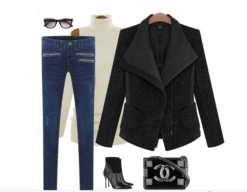 MLXSLKY Европа Осень Зима Новая Женская одежда Тонкий высокого класса мода с длинным рукавом утолщение шерстяное пальто