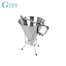 GZZT Stainless Steel Oil Funnel 1.75L Hopper Funnel For Waffle Mixture Dispenser Takoyaki Octopus Funnel Kitchen Baking Tool jiqi octopus balls filler takoyaki stainless steel filling funnel manual waffle batter separator chocolate cream baked hopper