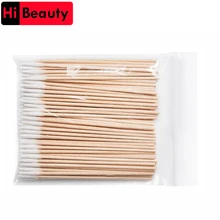 Высокое качество 1 пакет 100 шт. деревянные хлопковые тампон палочке бутоны для очистки ушей бровей губ век тату Косметика для макияжа