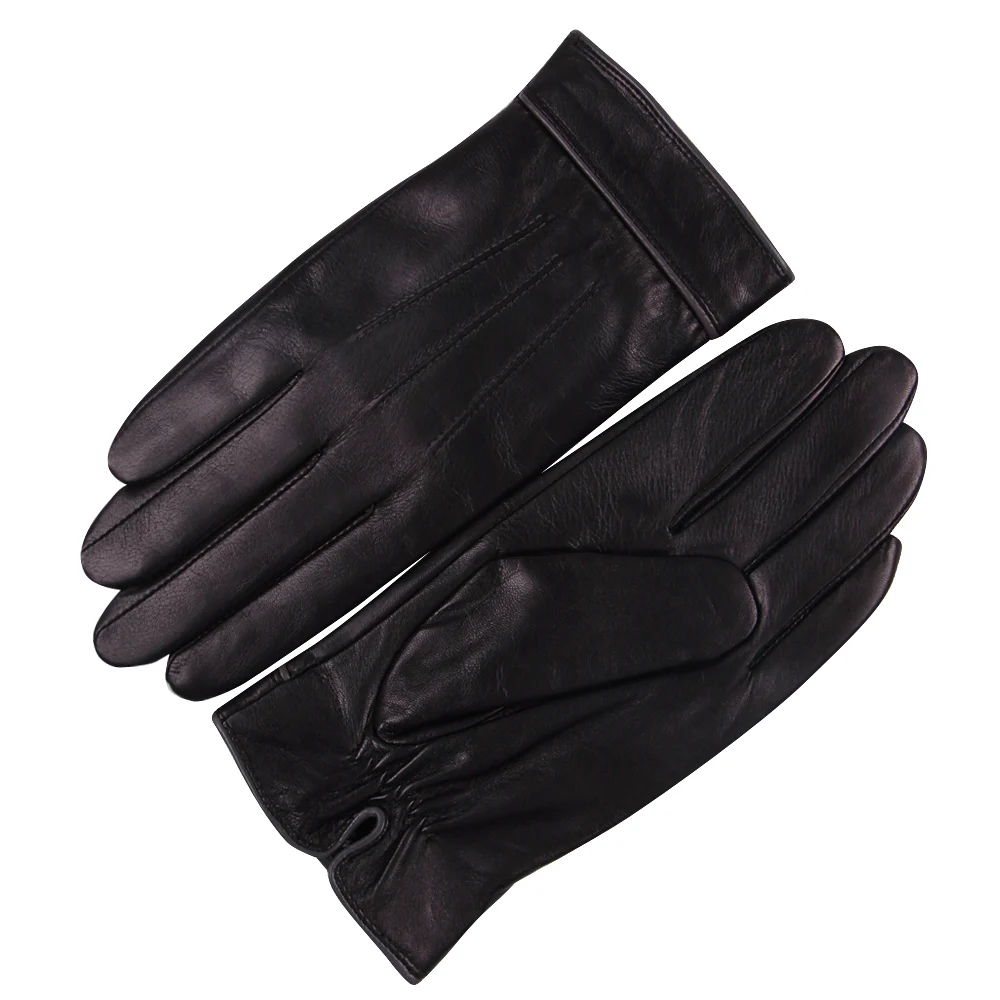 Leather Gloves Male Winter Genuine Leather Plus Velvet Thicken Driving Keep Warm Windproof Touchscreen Sheepskin Gloves M17001C