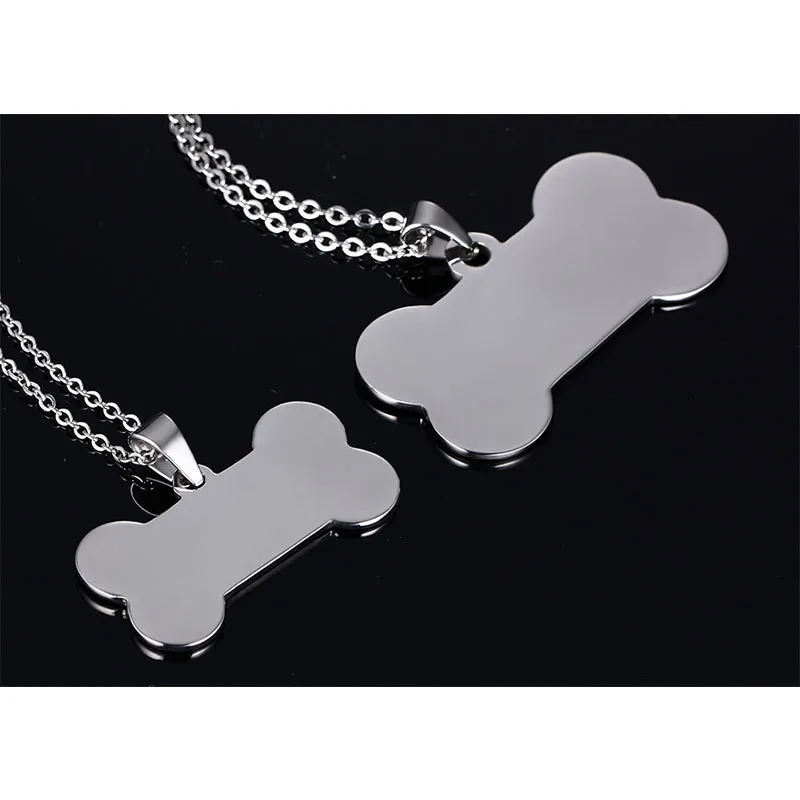 ZORCVENS Bone Shaped Pendant Necklace Stainless Steel Dog Tag Necklace Dotes On Pet Love Jewelry 4