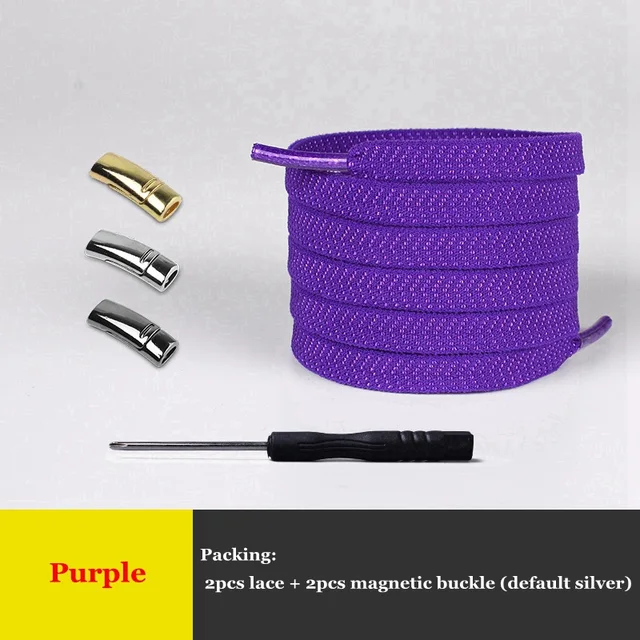1Pair Elastic Magnetic 1Second Locking ShoeLaces Creative Quick No Tie Shoe laces Kids Adult Unisex Shoelace Sneakers Shoe Laces Purple