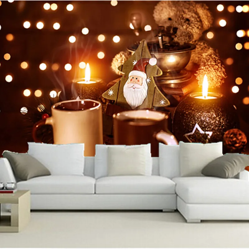 the custom 3d murals 3d teddy bear coffee stemware christmas wallpapers cafe wall living room sofa tv wall bedroom wall paper in wallpapers from