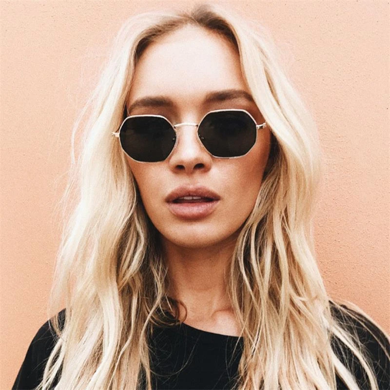 Gafas de octogonales de Metal para mujer y hombre, lentes sol cuadradas clásicas de diseñador de marca, planas, Vintage|sunglasses men uv400|sunglasses squaredesigner ladies sunglasses - AliExpress