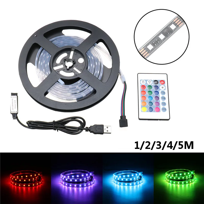 

Smuxi USB LED Strip 5050 RGB Flexible Light 1/2/3/4/5M TV Background Lighting RGB LED Strip IP67 Waterproof With Controller