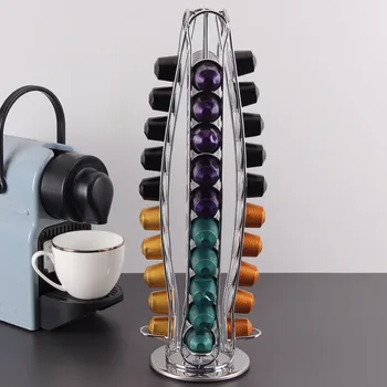 

2019 Nespresso Coffee Pods Holder Rotating Rack Coffee Capsule Stand Nespresso Capsules Storage Shelve Organization Holder Sets