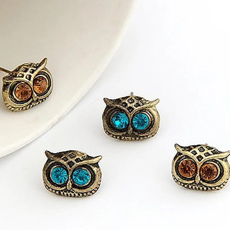 

2018 Aros Oorbellen Time-limited Alloy Crystal Women Brincos Big Eye Owl Stud Earrings Animal Antique Earing Jewelry Bijoux