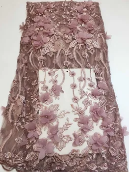 

3d African Lace Fabrics Bridal Fabric High Quality Nigerian Lace Pearl Lace 5yard African French Lace For Wedding