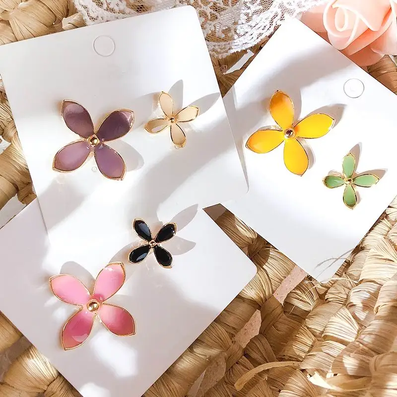 

Boho Big Small Flower Petal AB Earrings 2019 New Sweet Earrings For Women Lady Fashion Jewelry