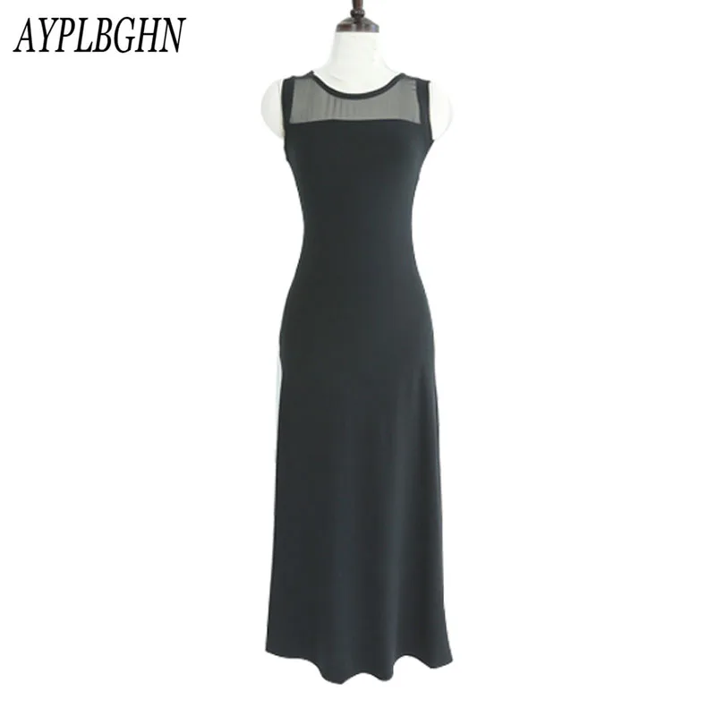 Elegant Lace Mesh Summer Dress Sleeveless Cute long Dress for Women Sexy Slim Christmas Party Dress Vestidos