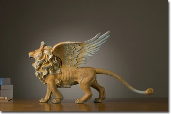

Arts & Crafts Chinese Antique Copper Ornaments "Flying Lion" Animal Home Accessories Business Gifts