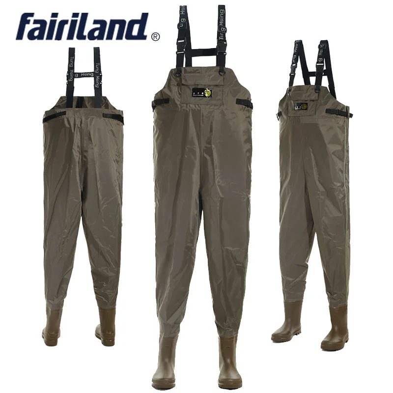 

Breathable Chest Fishing Waders Waterproof Stocking Foot One-piece Chest Waders for Fish Fishing Cloth adjustable shoulder strap