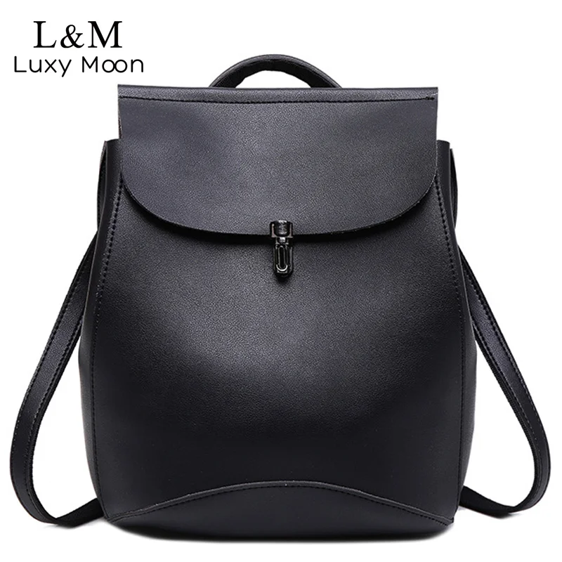 Vintage Women Backpack Small Black Backpacks for Teenage Girls Fashion Travel Pack Bags Brown PU Leather Rucksack mochila XA130H