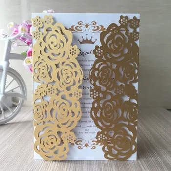 

12psc/lot Wedding Party Invitation Card Romantic Cards Carved love rose Pattern Wedding Invitations Party decoration Supplies