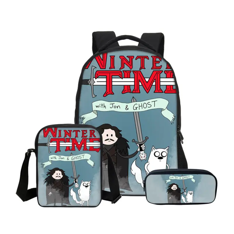 

New Personalized Image Boys School Backpack Set Shoulder Bag Pen Case Adventure Time Prints Kids School Bagpack Children Bookbag