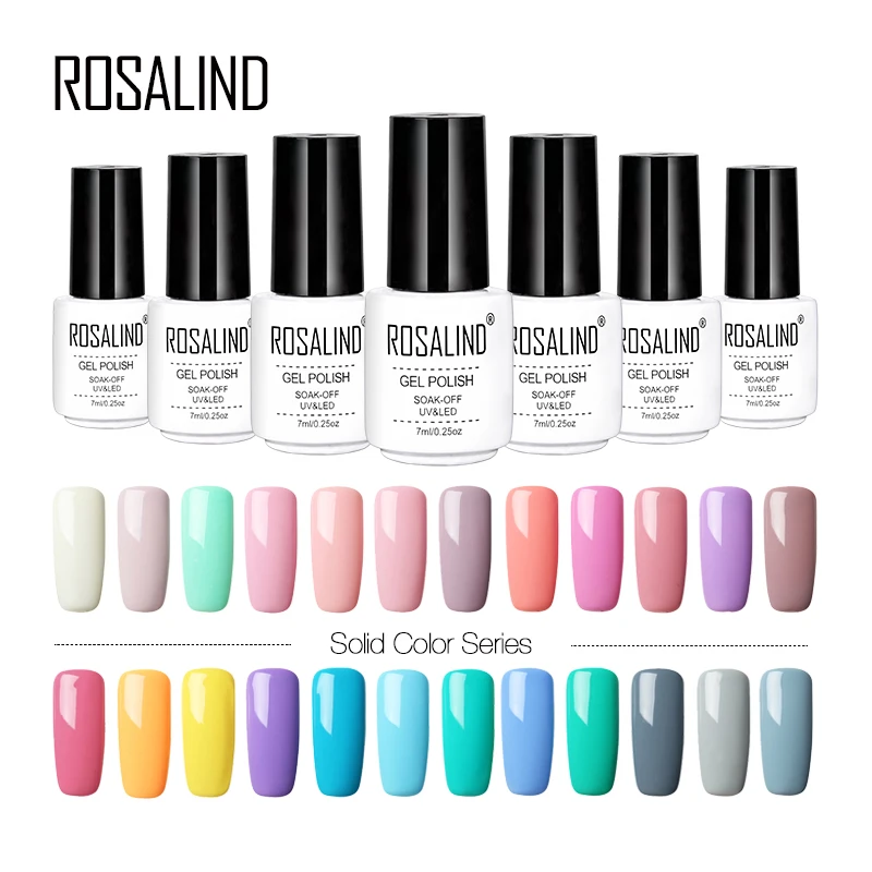 

ROSALIND Gel 1 7ML Pure Color Gel Nail Polish Hybrid Nail Extension Top Base Coat Nail Art Set For Manicure UV LED Gel Varnishes