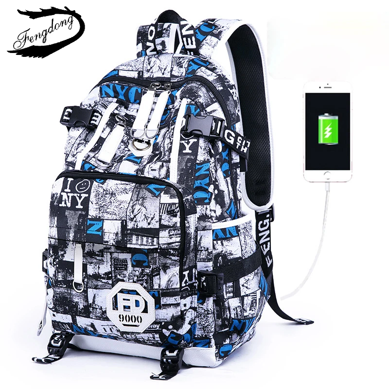Fengdong Bolso de escuela del estudiante de la High School secundaria, mochila del viaje de los hombres, capacidad grande impermeable de la mochila del camuflaje, mochila para el adolescente