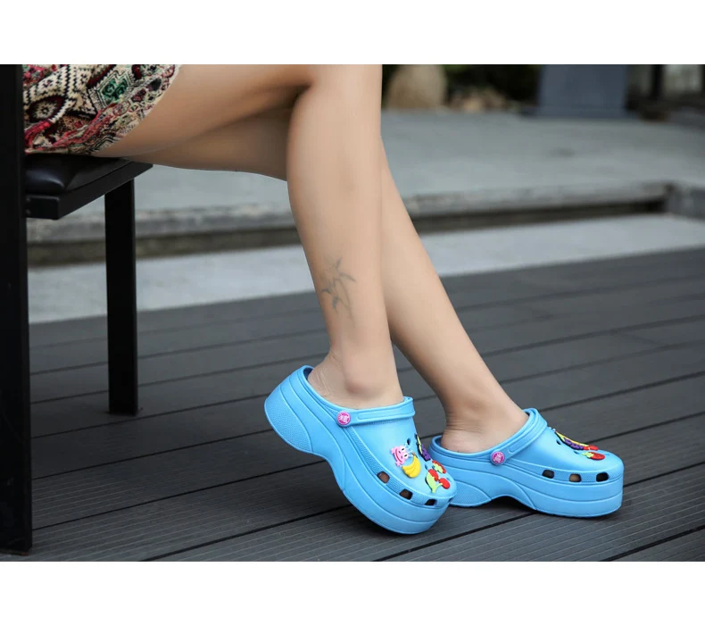 Классические садовые Туфли-сабо без шнуровки; женские быстросохнущие летние пляжные шлепанцы; дышащие уличные сандалии с перекрестными ремешками; обувь для сада на платформе