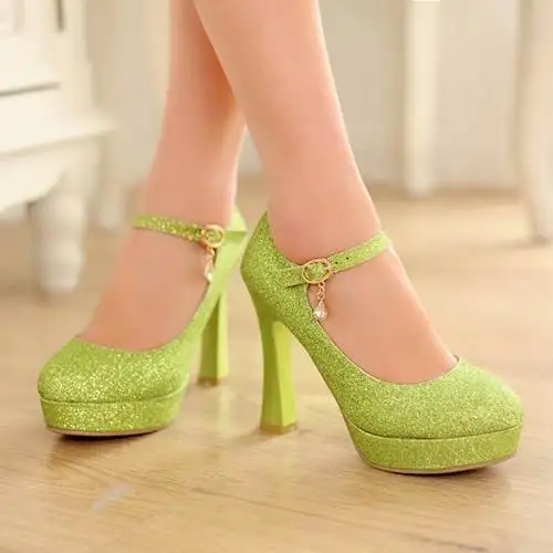 Asumer/модные удобные женские вечерние туфли из натуральной кожи высокого качества - Цвет: Зеленый
