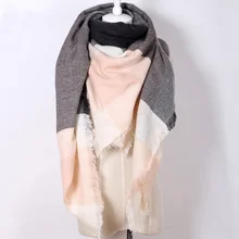New design brand for Women Plaid Blanket Scarf 100 Acrylic Tartan Large Oversized 140X140cm Style Winter