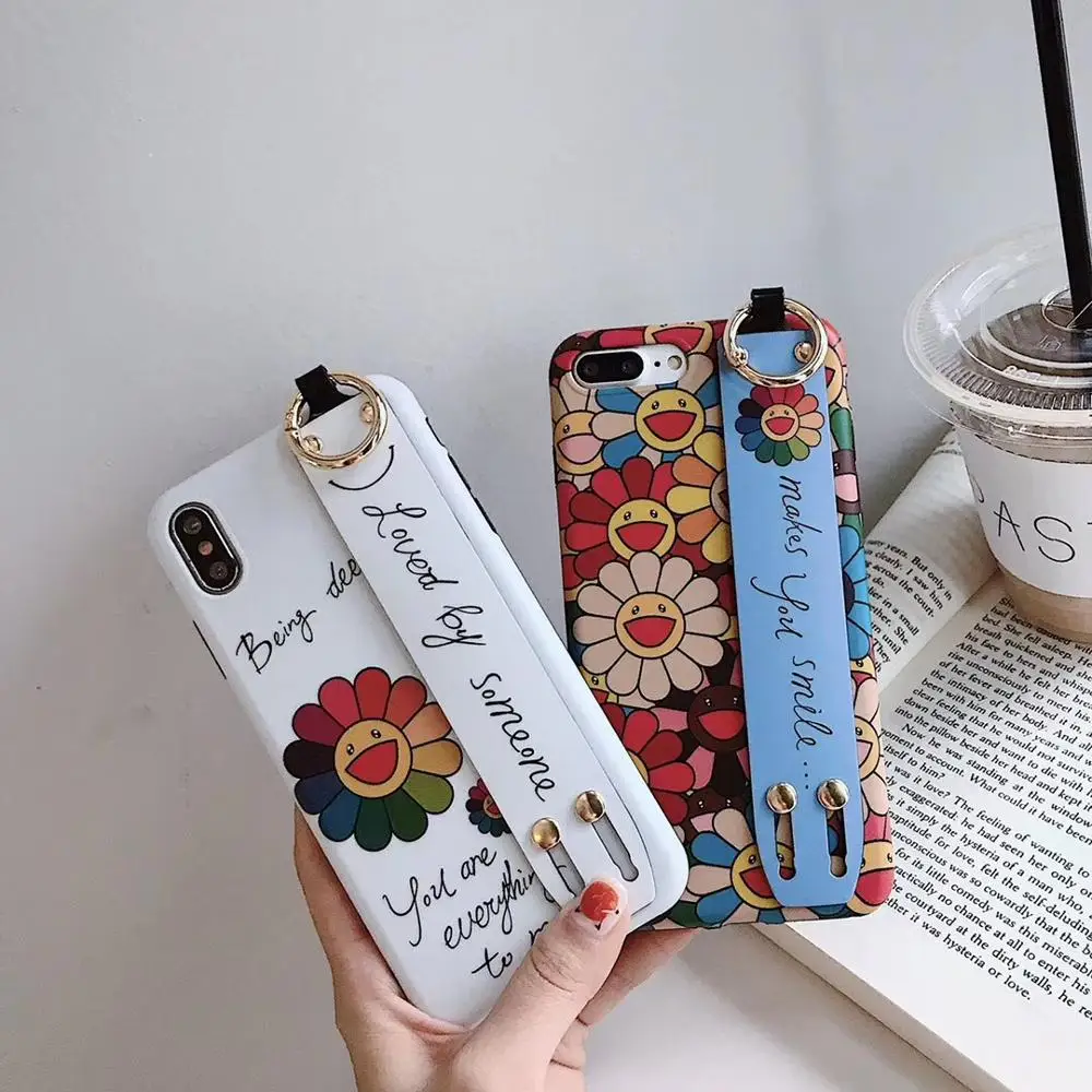 

Cute Sunflower phone case For iPhone 7 8 6 6S Plus Soft IMD for X XS XR XS Max Cartoon Silicone Case Back Cover Shell