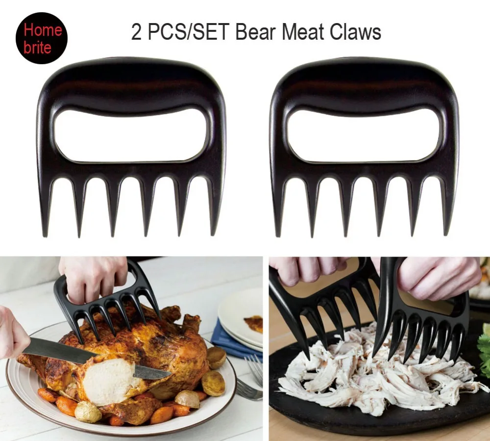 2PCS/set Bear Claws Pork Shredder,Plastic Meat Handlers forks,Food Safe