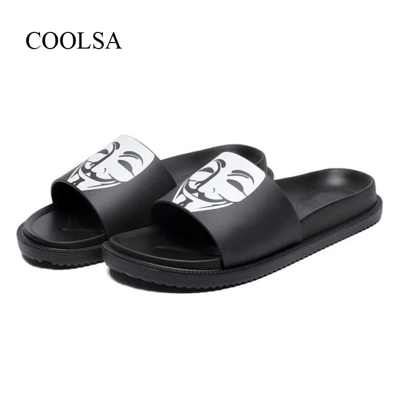 

COOLSA Men's Mask Pattern EVA Soft Slippers Men's Summer New Beach Casual Flip Flops Home Bathroom Non-slip slides Wholesale Hot