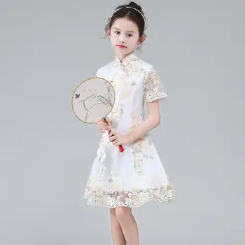 

Teen Girls Chinese Style Embroidery Cheongsam Princess Dress Kids Dresses For Girls Wedding Party Baby Girl Clothes Vestido F102