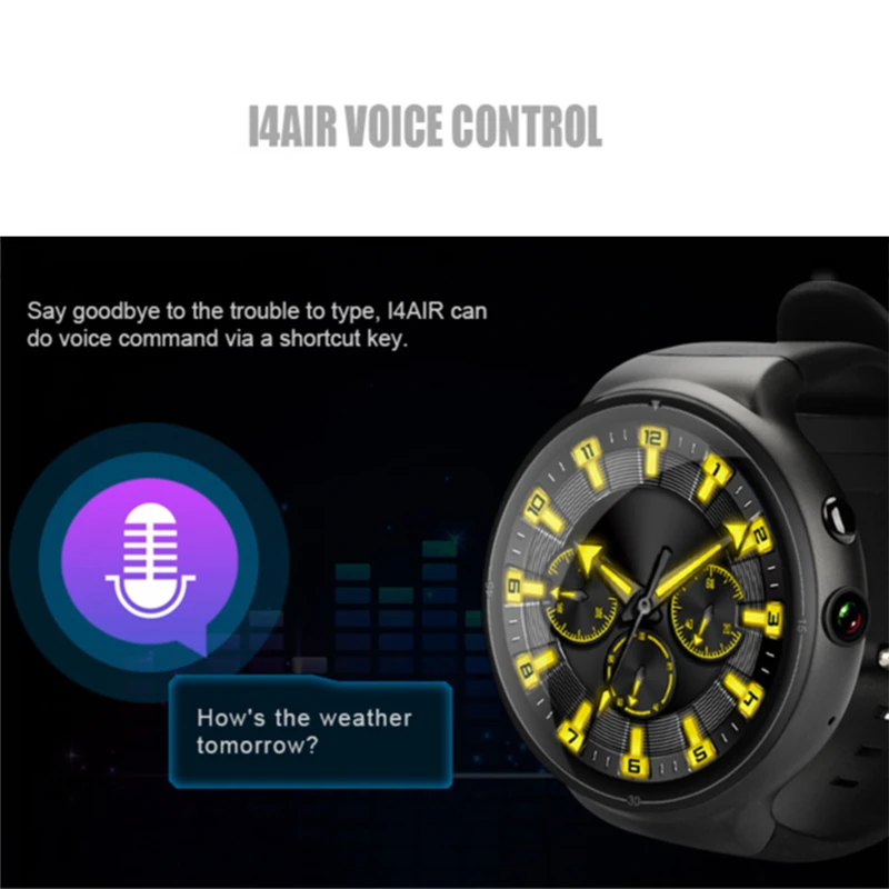 I4 AIR 2MP HD Bluetooth Smart часы ОС Android 5,1 Шагомер монитор сердечного ритма 2 г + 16 г WI-FI gps Smartwatch с многоязычным