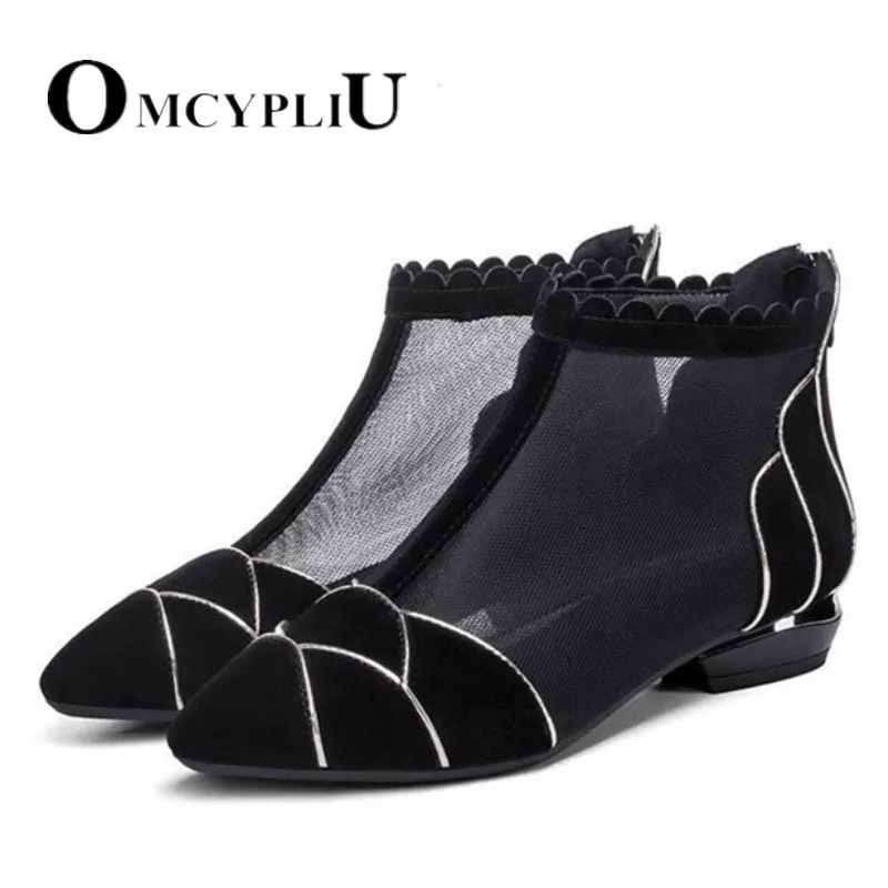 

Women Ankle Boots 2020 New Sexy Hollow Luxury Brands High heels Woman Excellent Ladies Shoes Mesh Boot Female Shoe Botines Mujer