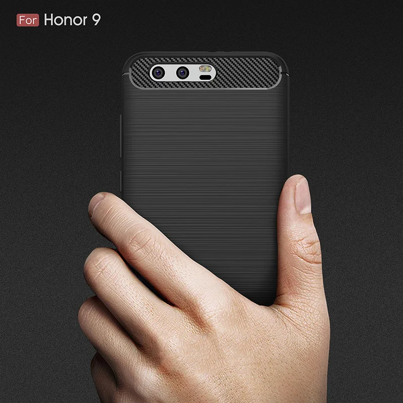 

Carbon fiber brushed silicone case for huawei honor 9 case rugged armor tpu phone cover honor 9 cases coque etui tok kryty skal