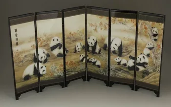 

Crafts statue GOOD CHINESE LACQUER HANDWORK PAINTING PANDA SCREEN SCROLL