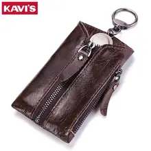 KAVIS, натуральная кожа, ключница, кошелек для ключей, маленький автомобильный карман, кольцо, обертывание, Fo, органайзер, чехол, для мужчин, на молнии, монета, держатель для карт, брелок