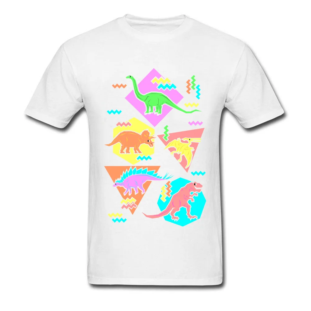 Nineties Dinosaur Pattern Short Sleeve Tops Shirt Mother Day Crew Neck 100% Cotton Mens T-Shirt Printing Tees New Design Nineties Dinosaur Pattern white