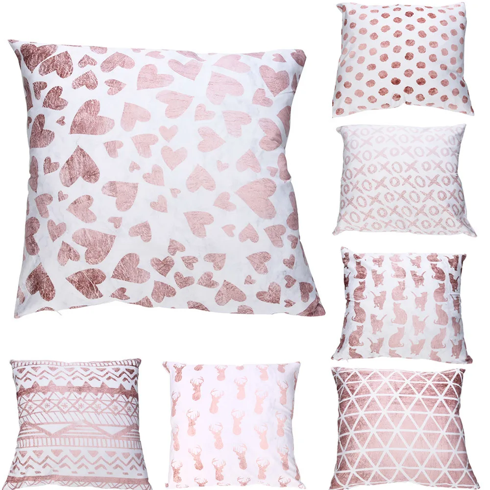 

ISHOWTIENDA Polyester Cushion Cover Pink Pattern Merry Christmas Home Decorative Pillowcase Cover Nordic Cushion Case Sofa Decor
