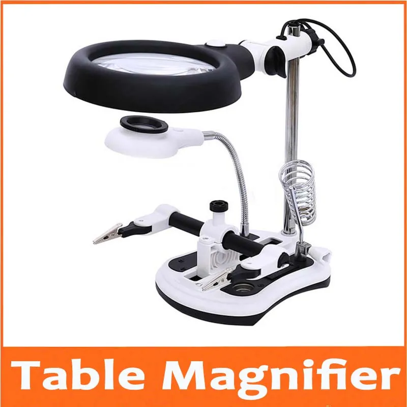 2.5X 6X 108mm LED Illuminated Table Lamp Desk Magnifier Cellphone