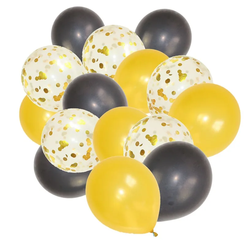 

15pcs/30pcs 12inch gold birthday round Transparent black air party balloons globos supplies wedding latex confetti