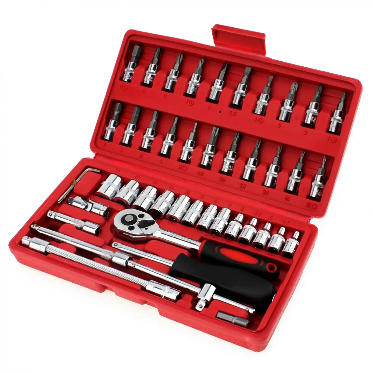 

46pcs 1/4-Inch High Quality Socket Set Car Repair Tool Ratchet Set Torque Wrench Combination Bit set of keys Chrome Vanadium set