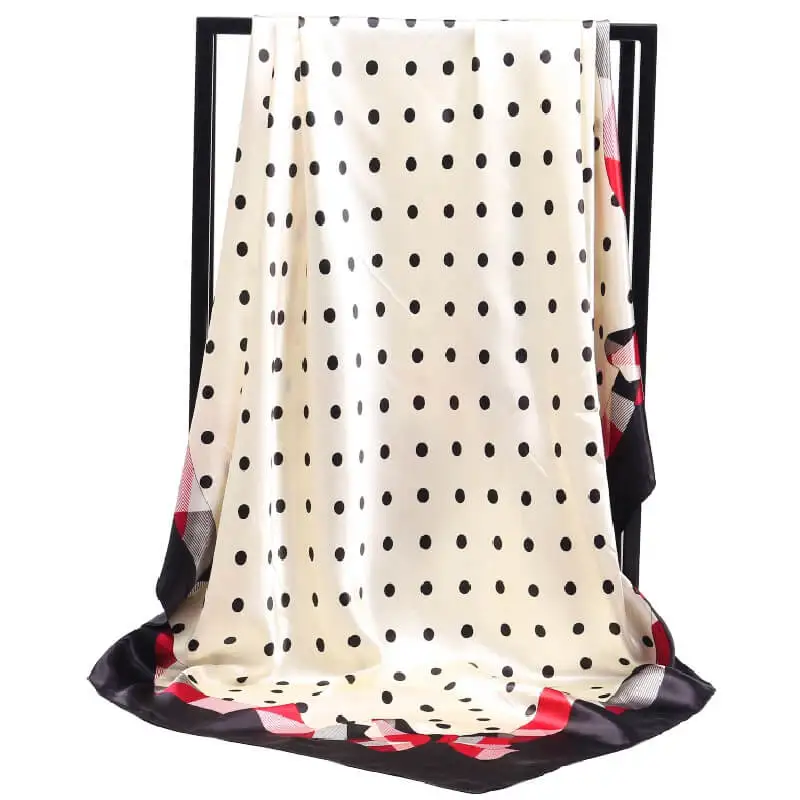 

Dot Satin Silk Scarf Female Square Shaw Scarves for Woman Fashion Simple Bandana Bow Neck Scarf 90x90cm